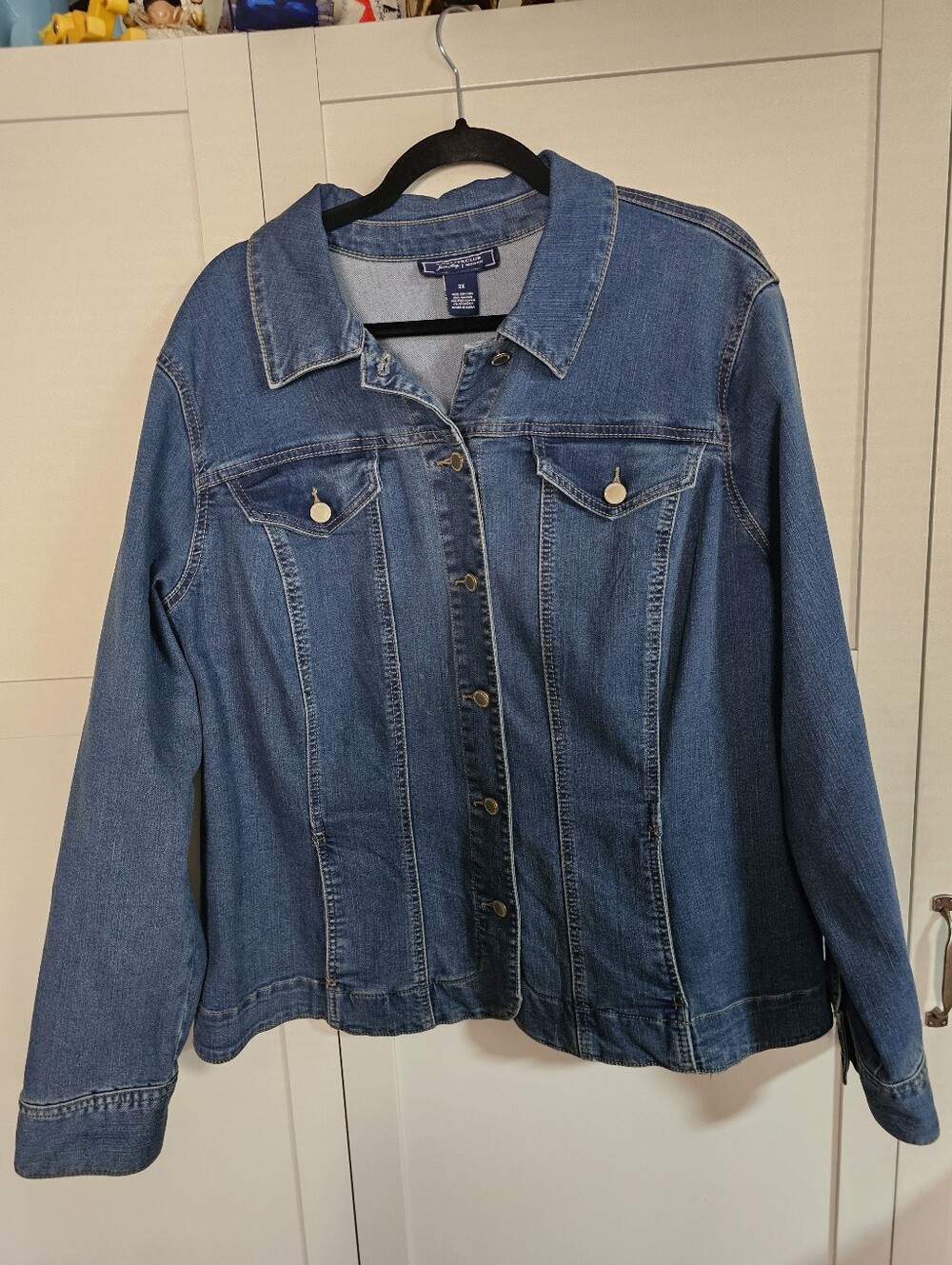 Charter Club Woman Plus 2X Denim Jacket Blue Cotton Classic Jean Trucker Coat